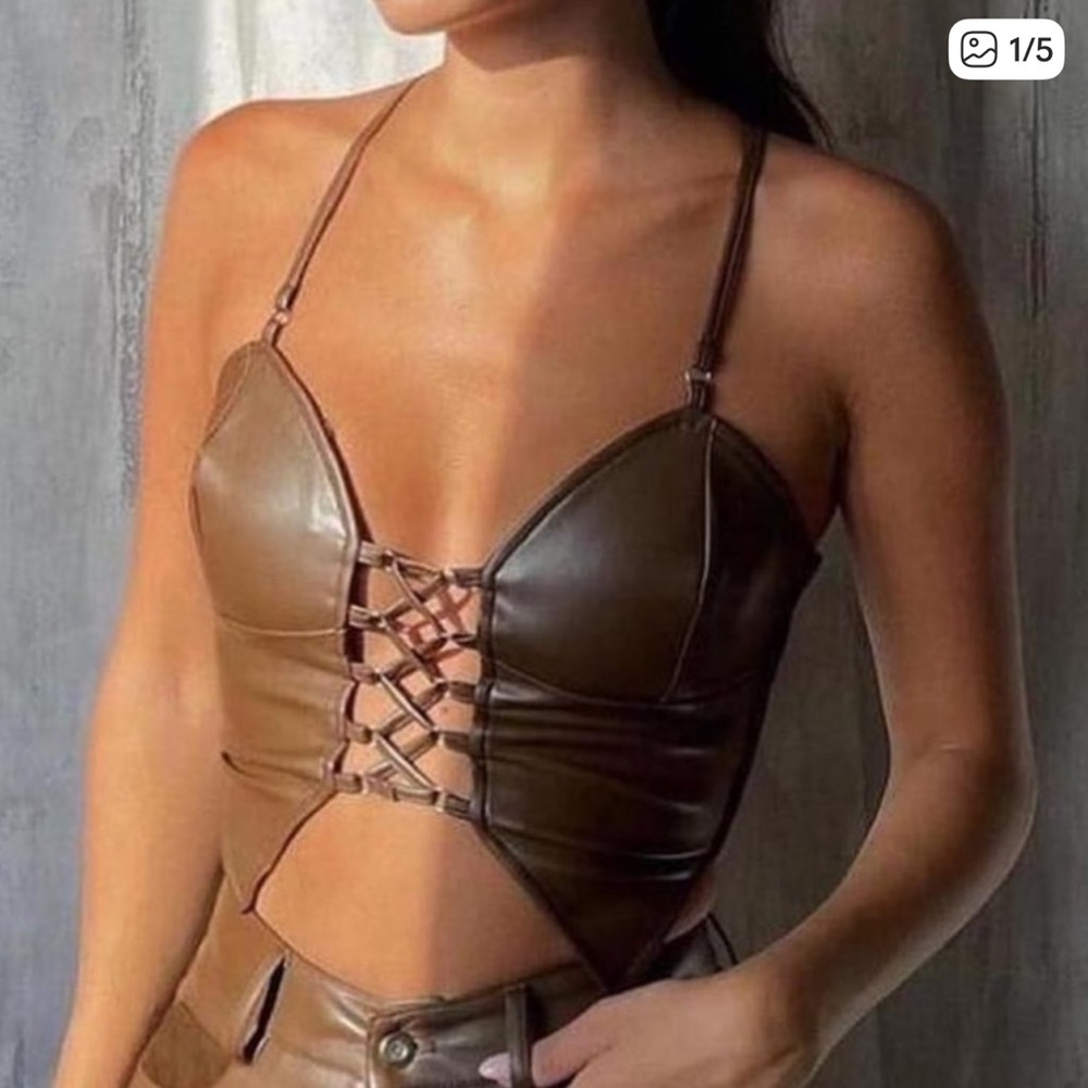 Tiger Mist Chocolate Lace-Up Crop Top